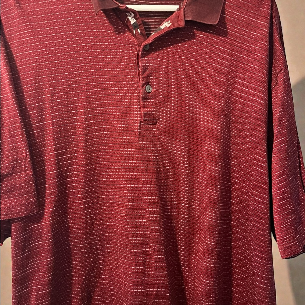 Bobby Jones Vintage Burgundy Golf Polo Shirt XL Golfers embroidered on placket